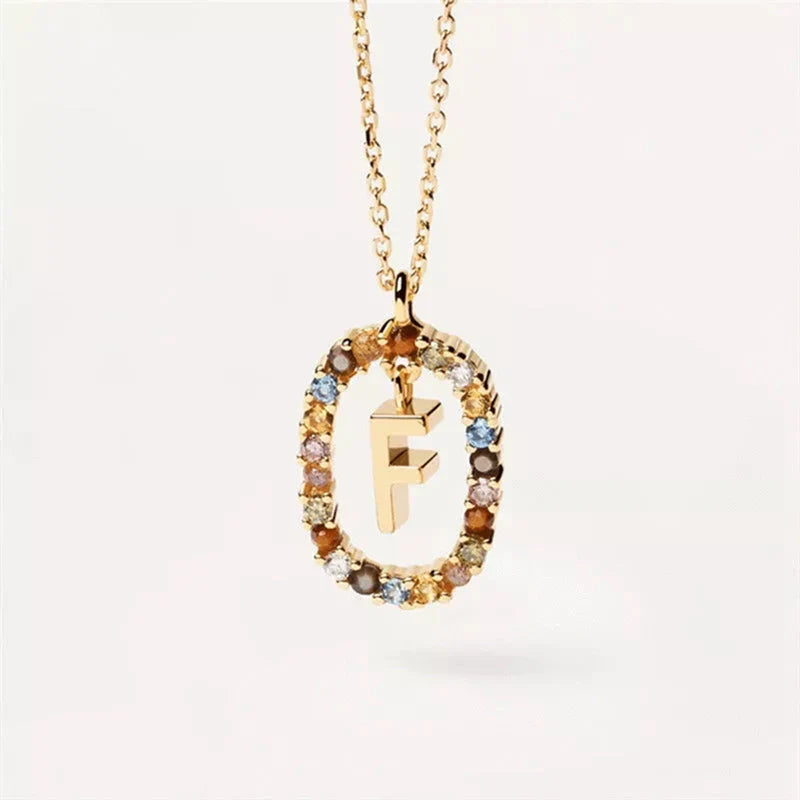 Ketting met ovale initiaalhanger f