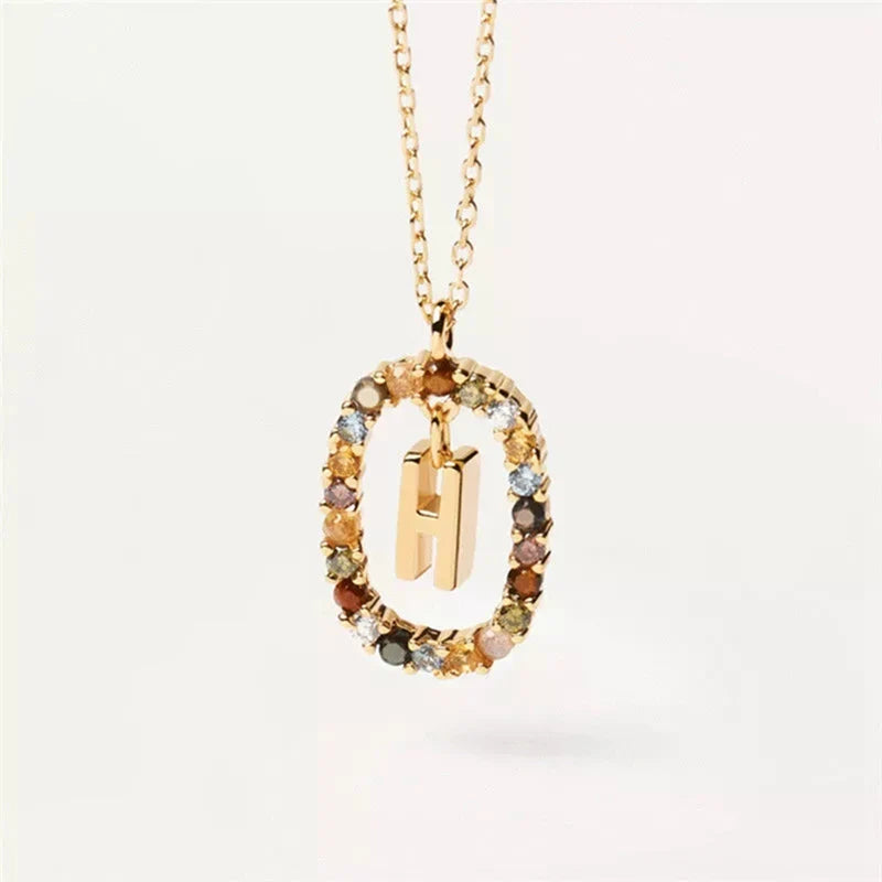 Ketting met ovale initiaalhanger h