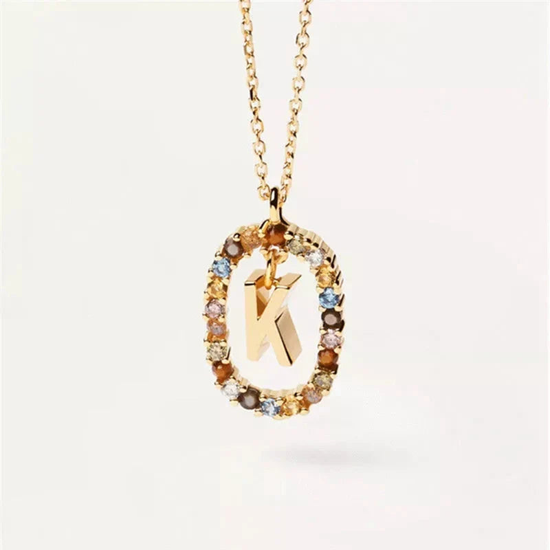 Ketting met ovale initiaalhanger k