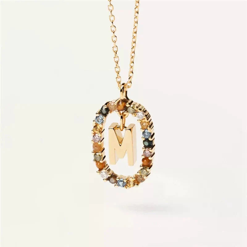 Ketting met ovale initiaalhanger m