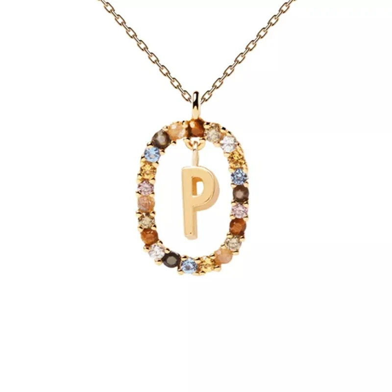 Ketting met ovale initiaalhanger p