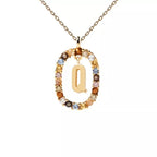 Ketting met ovale initiaalhanger q