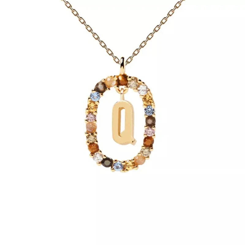Ketting met ovale initiaalhanger q