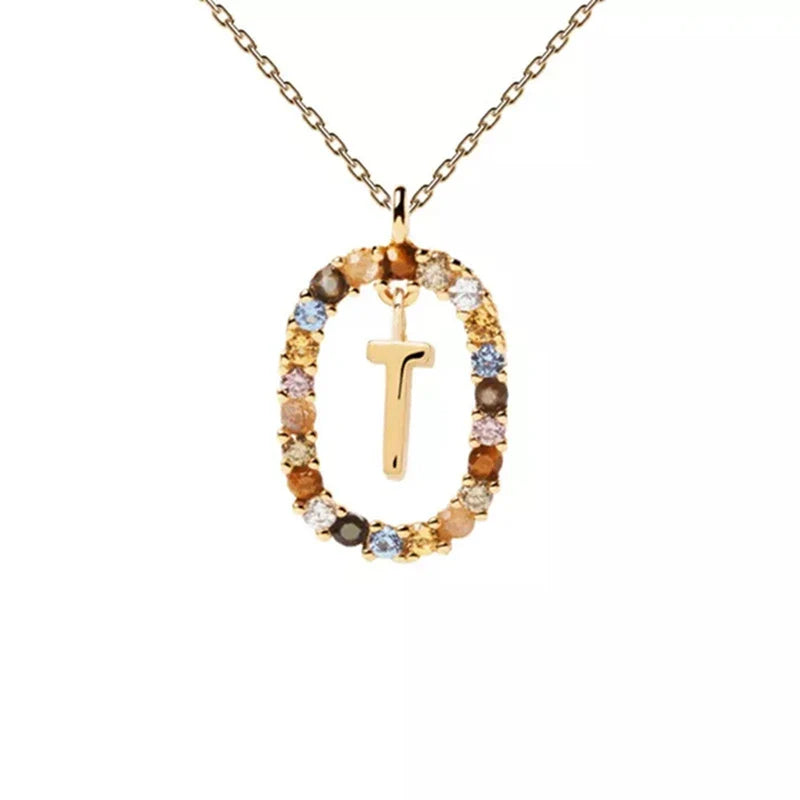 Ketting met ovale initiaalhanger t