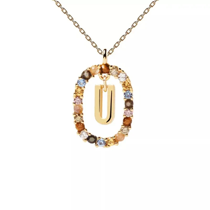 Ketting met ovale initiaalhanger u