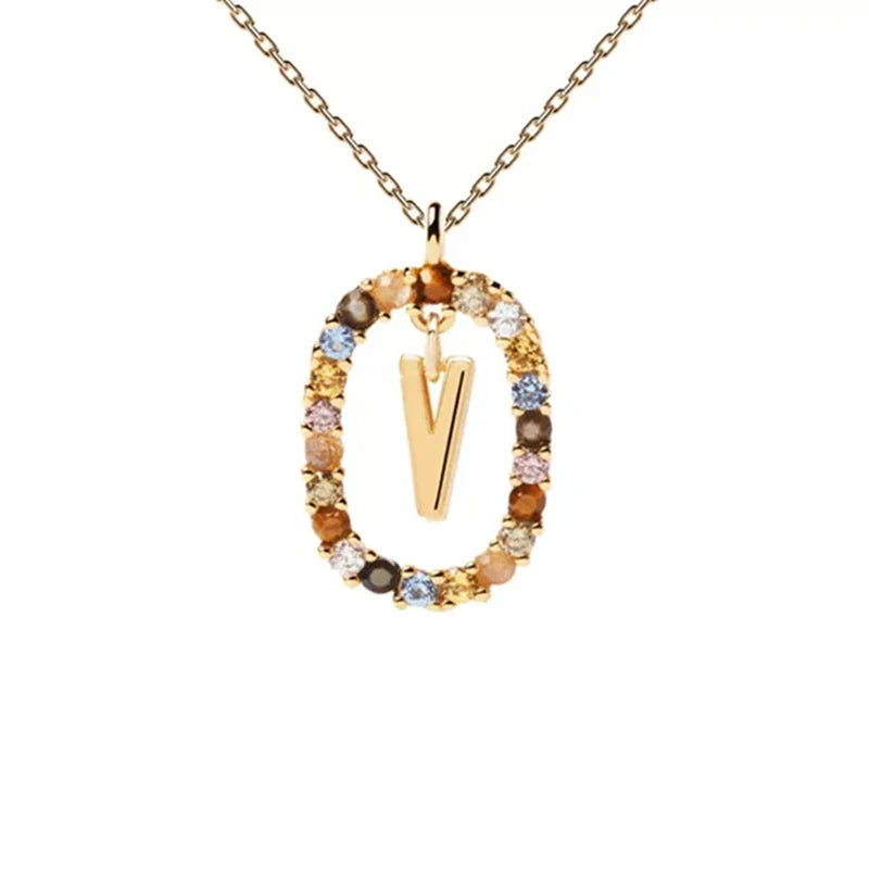 Ketting met ovale initiaalhanger v