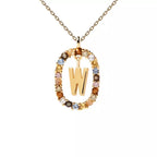 Ketting met ovale initiaalhanger w
