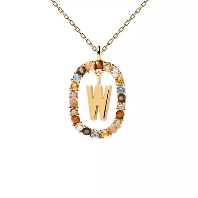 Ketting met ovale initiaalhanger w