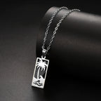 Ketting met palmboom- en strandgolfhanger zilver