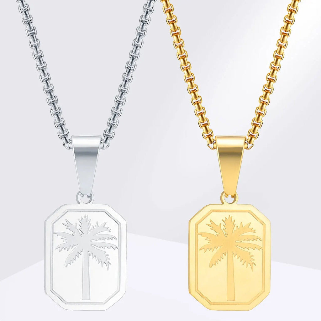 Halsketting met geometrische palmhanger in goud
