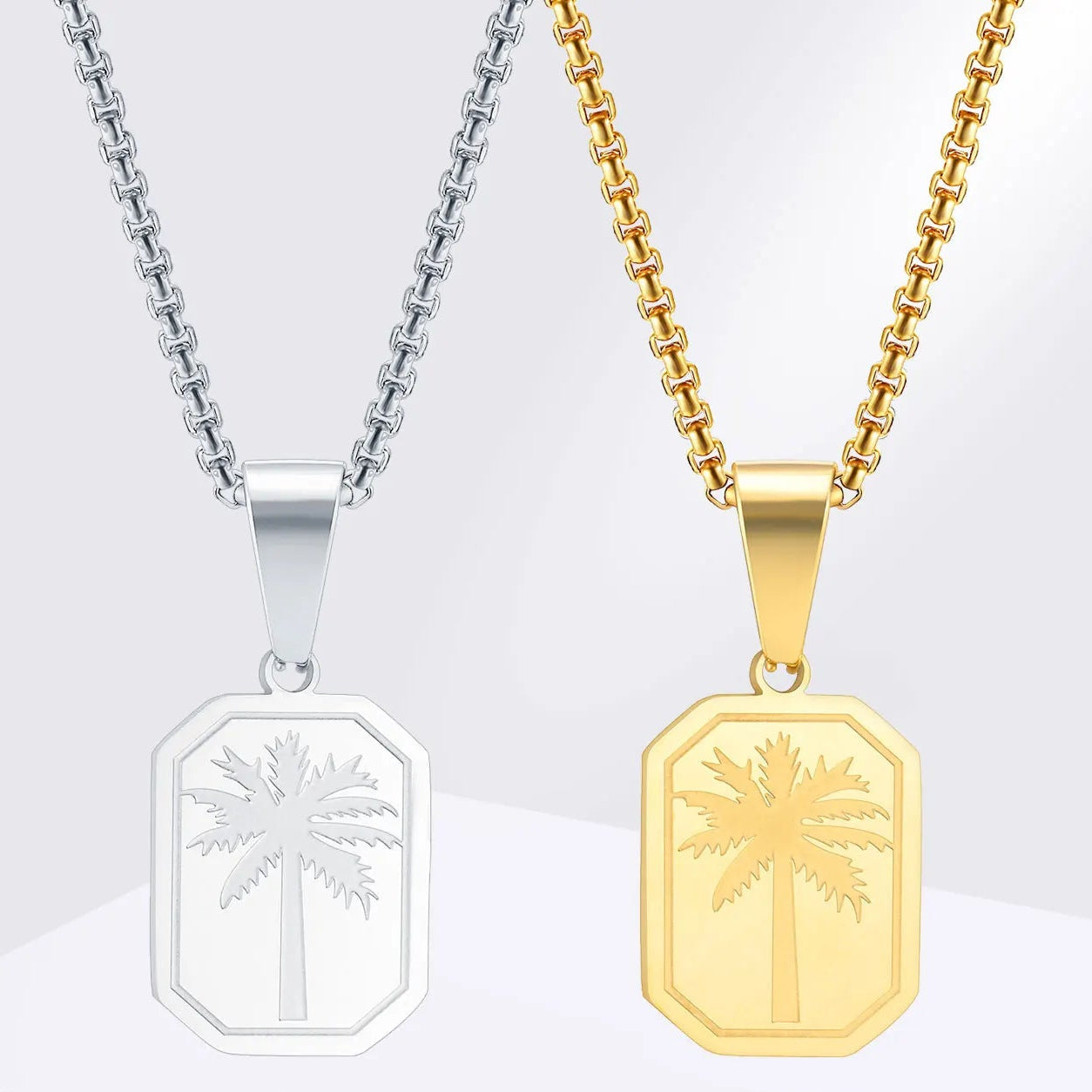 Halsketting met geometrische palmhanger in goud