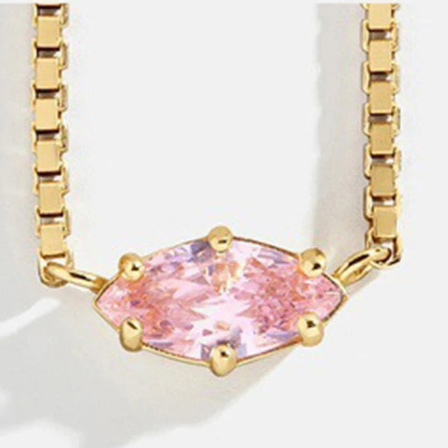 Ketting met oogvormige hanger met geboortesteen oktober