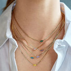 Ketting met oogvormige hanger met geboortesteen