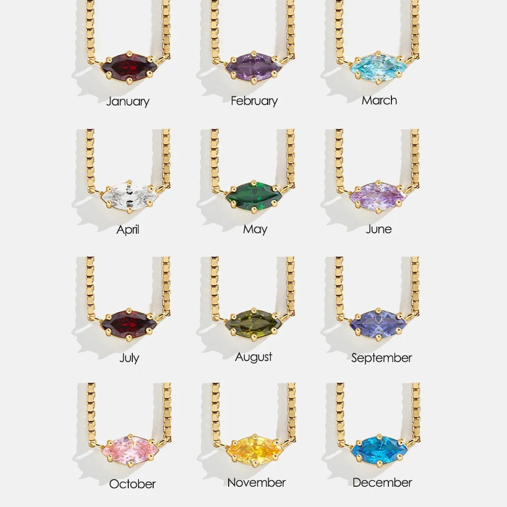Ketting met oogvormige hanger met geboortesteen