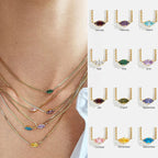 Ketting met oogvormige hanger met geboortesteen 
