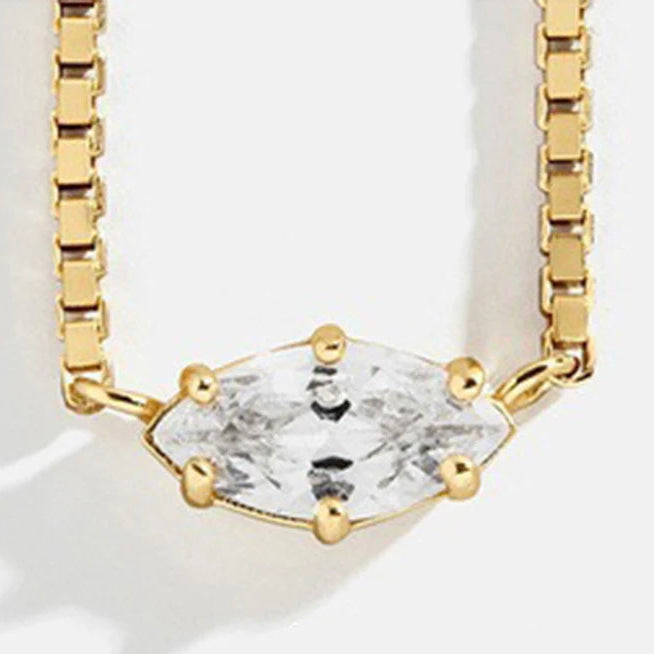 Ketting met oogvormige hanger met geboortesteen april