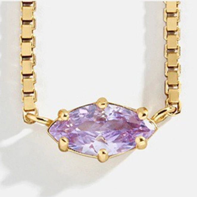 Ketting met oogvormige hanger met geboortesteen juni