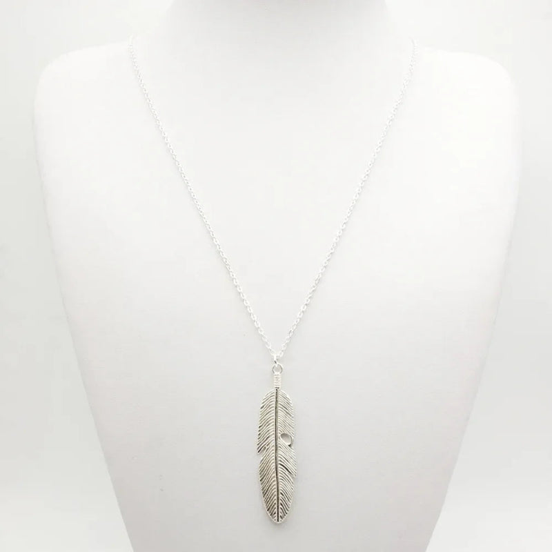 Collier avec Pendentif Plume pour Homme ou Femme argent