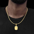 Collier avec Pendentif Rectangulaire Palmier or