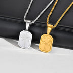 Collier avec Pendentif Rectangulaire Palmier or