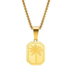 Collier avec Pendentif Rectangulaire Palmier or