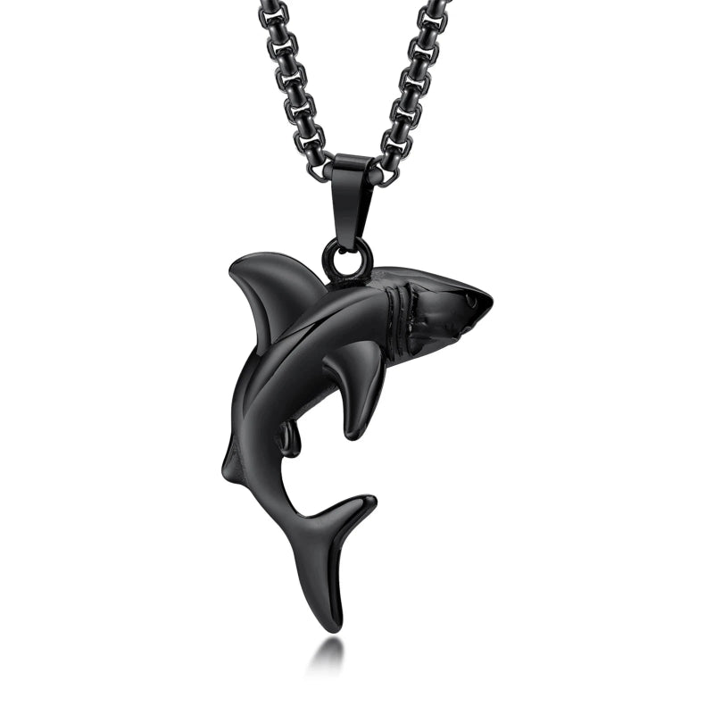Collier avec Pendentif Requin pour Homme noir