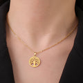 Collier avec Pendentif Rond Arbre de Vie Homme ou Femme or