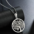 Collier avec Pendentif Rond Arbre de Vie pour Femme argent