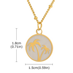 Halsketting met ronde hanger en palmboommotief