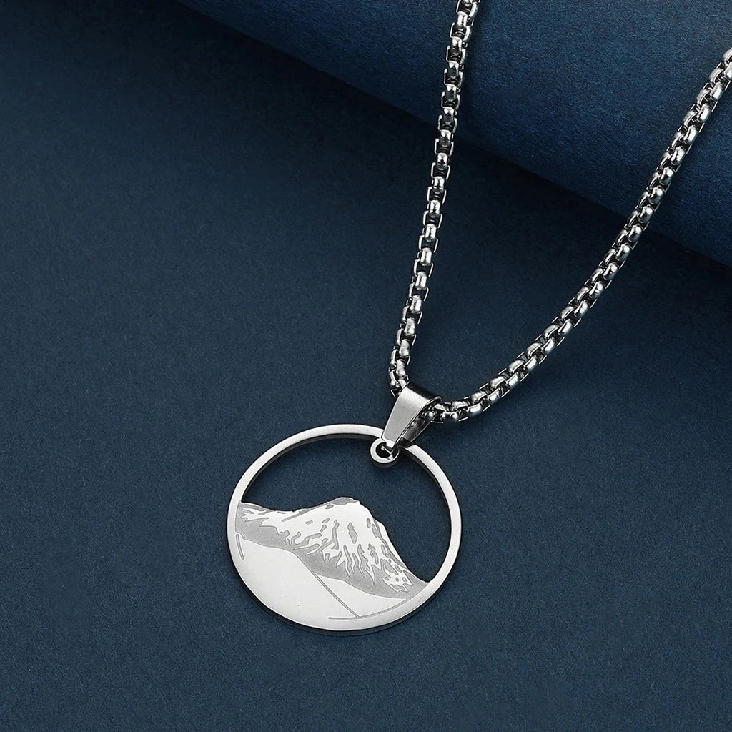 Collier avec Pendentif Rond Montagne argent