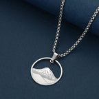 Collier avec Pendentif Rond Montagne argent