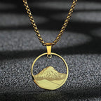 Collier avec Pendentif Rond Montagne or