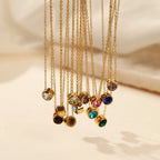 Ketting met ronde geboortesteen hanger voor dames 
