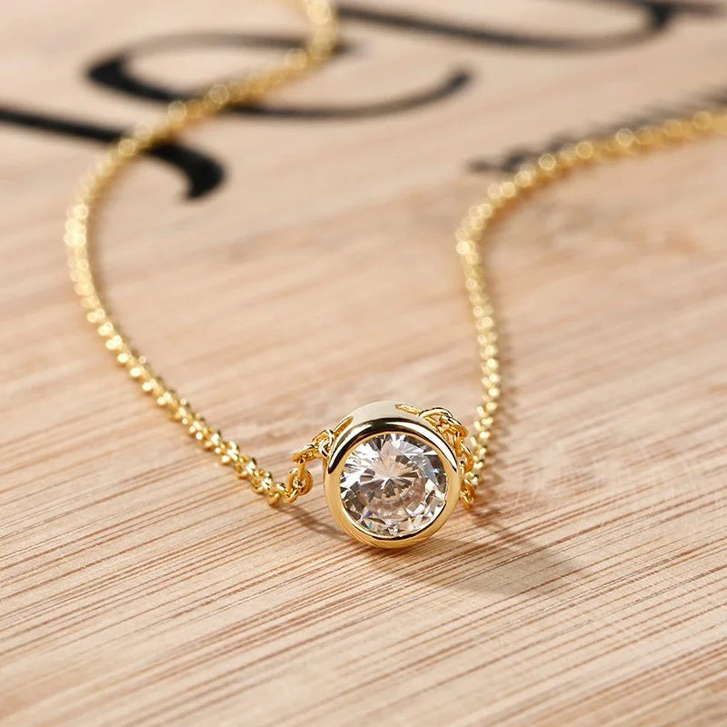 Ketting met ronde geboortesteen hanger voor dames 