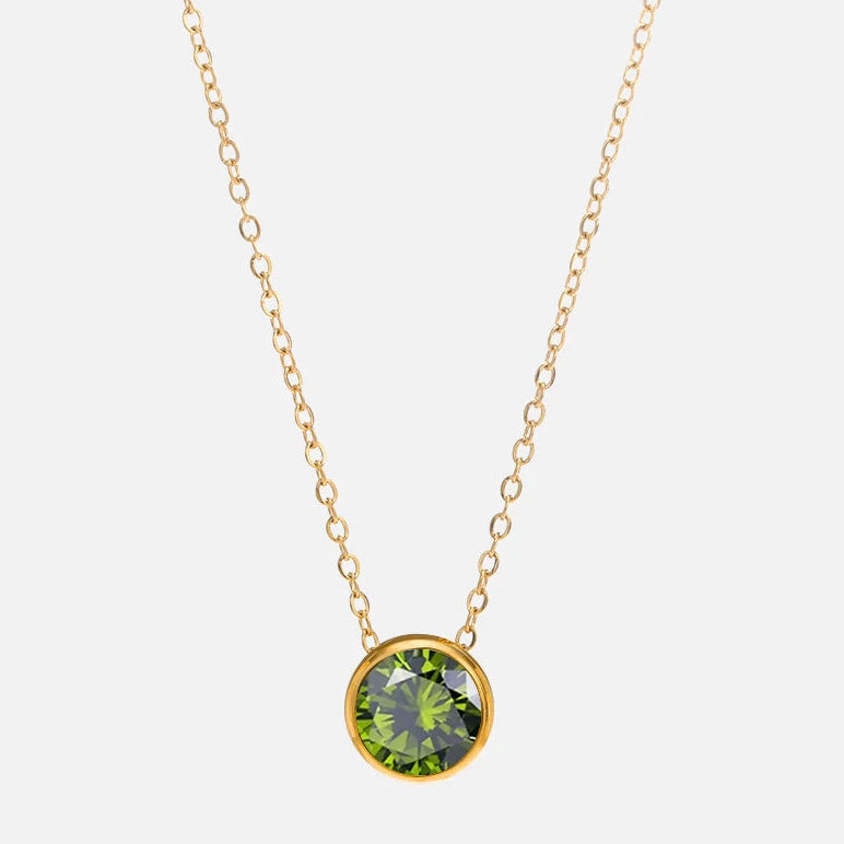 Ketting met ronde geboortesteen hanger voor dames 