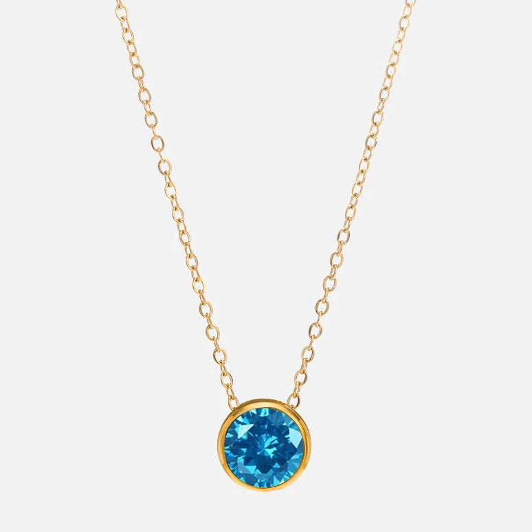 Ketting met ronde geboortesteen hanger voor dames 