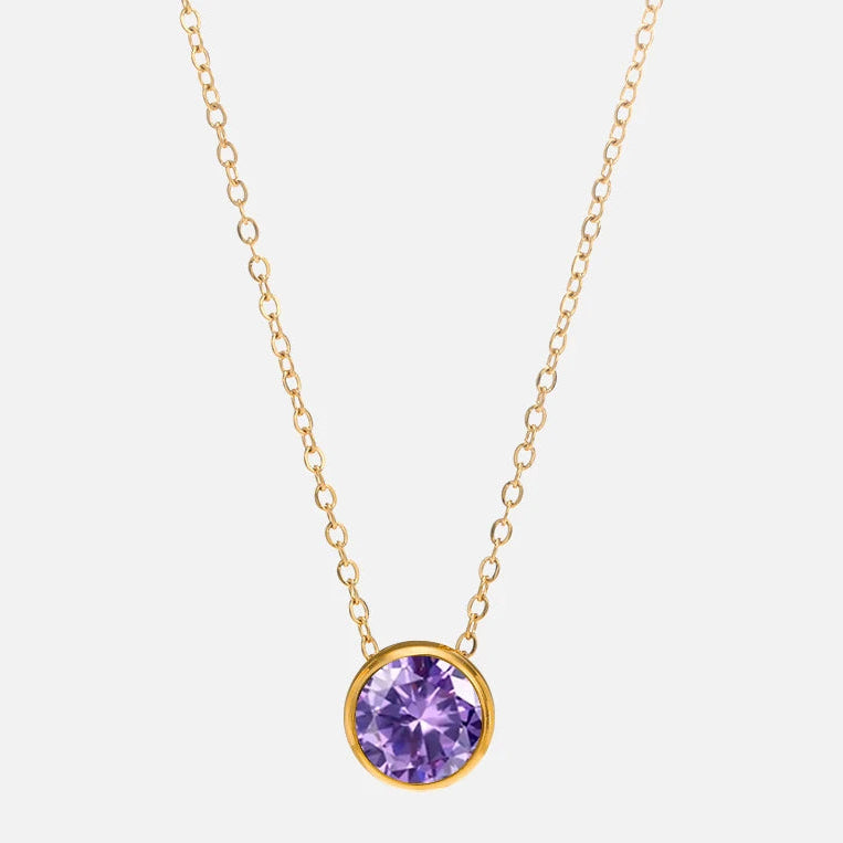 Ketting met ronde geboortesteen hanger voor dames 