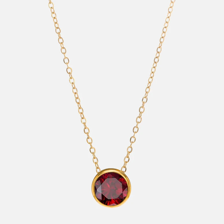 Ketting met ronde geboortesteen hanger voor dames 