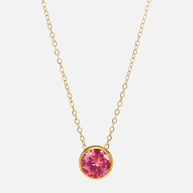 Ketting met ronde geboortesteen hanger voor dames 
