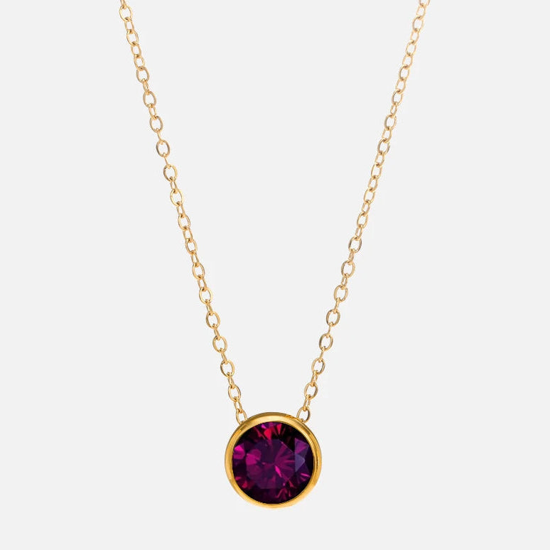 Ketting met ronde geboortesteen hanger voor dames 