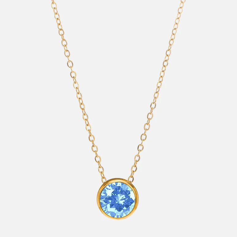 Ketting met ronde geboortesteen hanger voor dames 