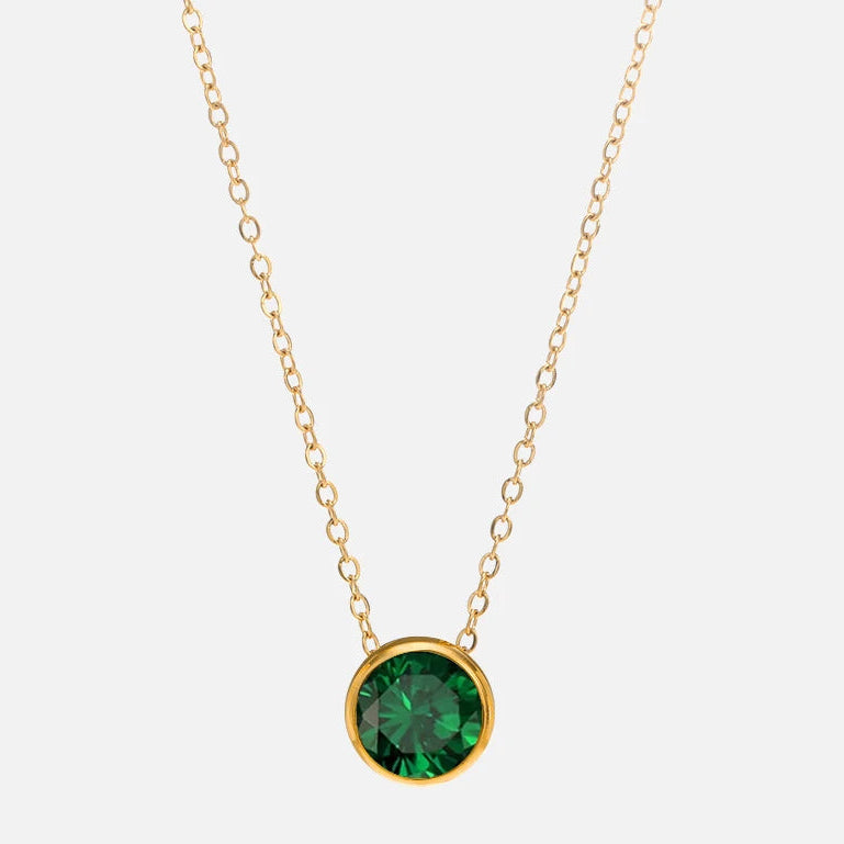 Ketting met ronde geboortesteen hanger voor dames 
