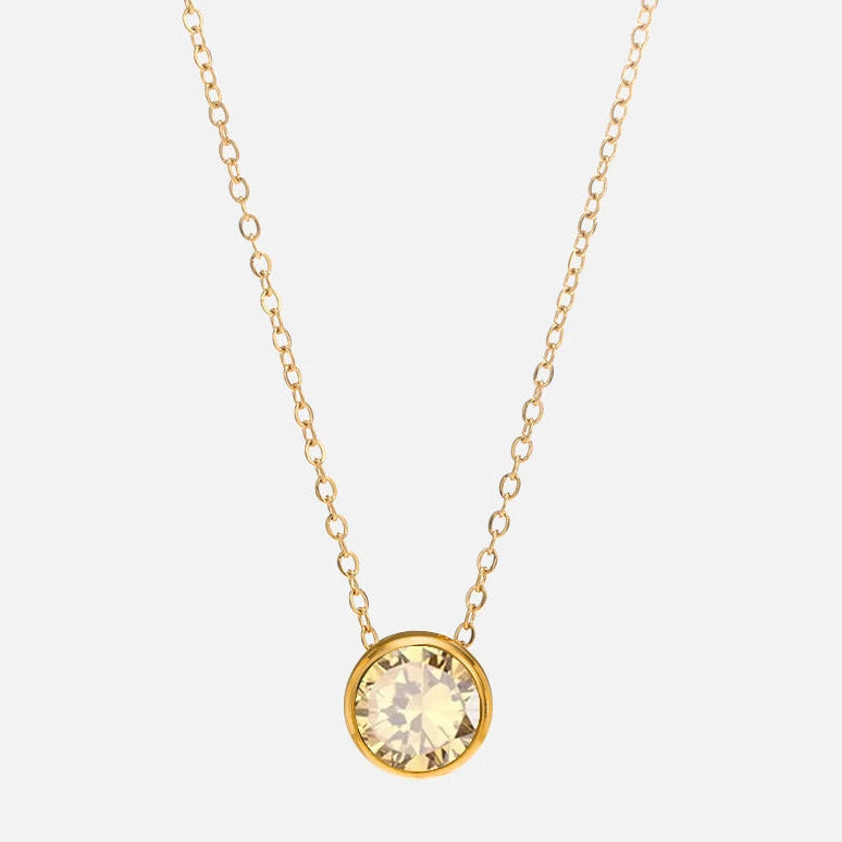 Ketting met ronde geboortesteen hanger voor dames 