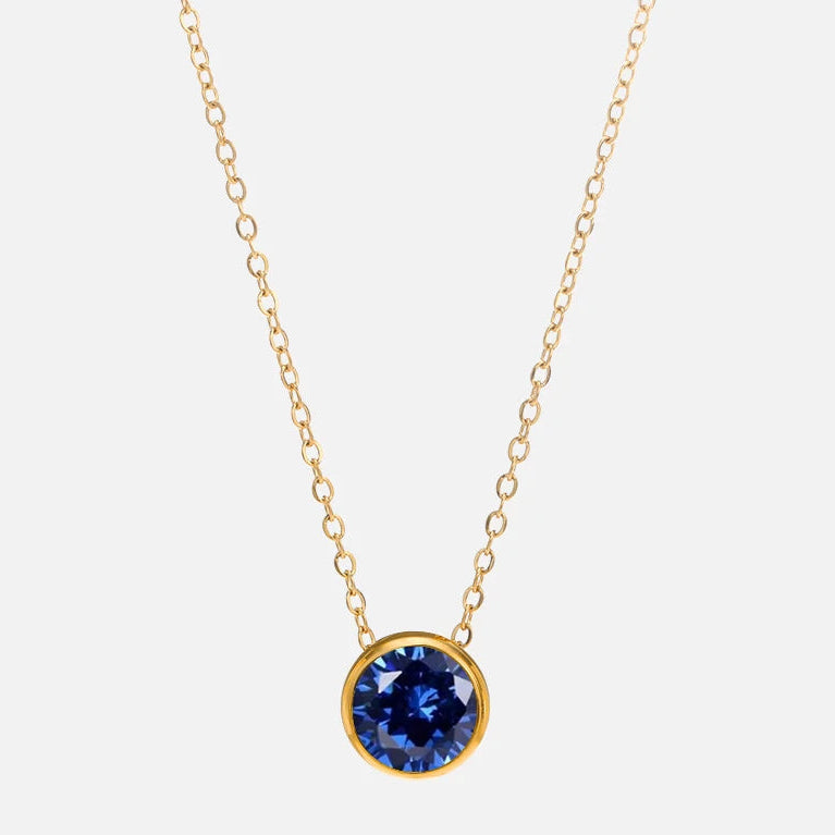 Ketting met ronde geboortesteen hanger voor dames 