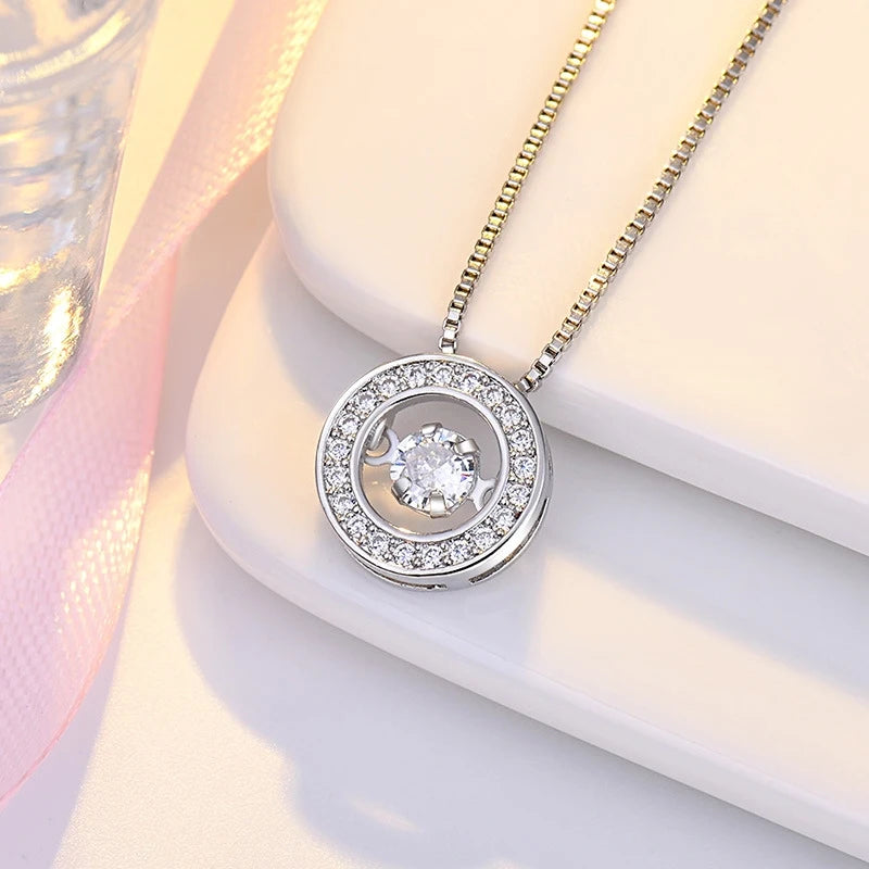 Collier avec Pendentif Rotatif Anti-stress en Zircon