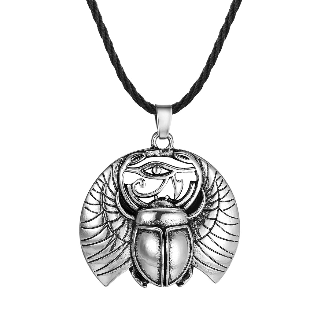 Collier avec Pendentif Scarabée et Oeil d'Horus Egyptien argent