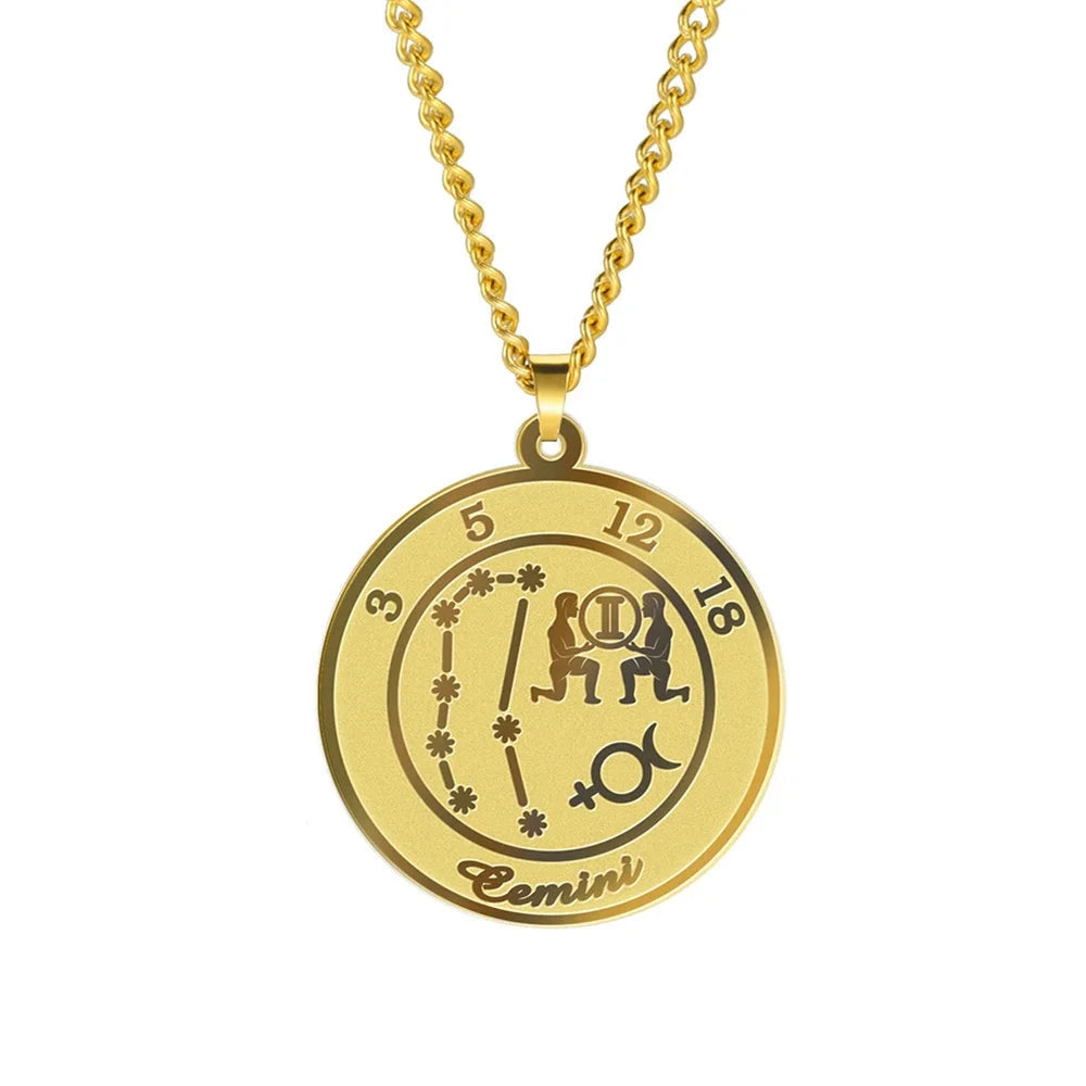 Collier avec Pendentif Signe du Zodiaque Astrologique Homme ou Femme