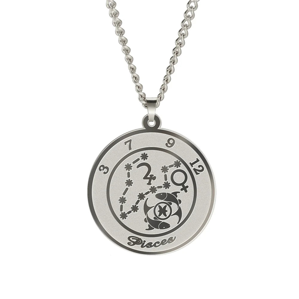 Collier avec Pendentif Signe du Zodiaque Astrologique Homme ou Femme