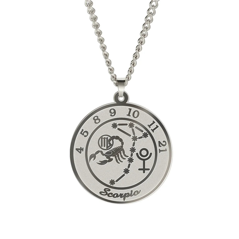 Collier avec Pendentif Signe du Zodiaque Astrologique Homme ou Femme
