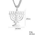 Ketting met symbolische Joodse Menorah hanger